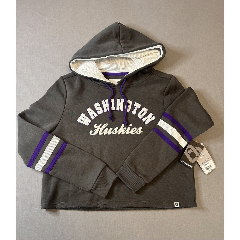 UW Huskies Crop Purple Hoodie Sweatshirt Size Medium University of Washington